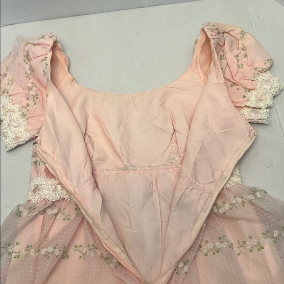 VINTAGE WOMENS REGENCY SWISS DOT LONG MAXI DRESS WITH PUFF SLEEVES SMALL - Picture 13 of 17